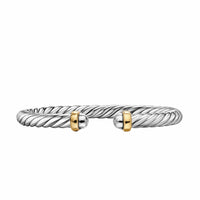 Cable Flex® Bracelet Sterling Silver with 14K Yellow Gold, 6mm