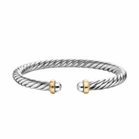 Cable Flex® Bracelet Sterling Silver with 14K Yellow Gold, 6mm