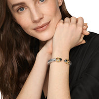 Renaissance® Cable Flex® Bracelet Sterling Silver with 14K Yellow Gold, Hematine, Rhodolite Garnet and Iolite, 9mm