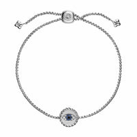 Cable Collectibles® Evil Eye Bracelet Sterling Silver with Pavé Blue Sapphires and Diamonds, 11mm