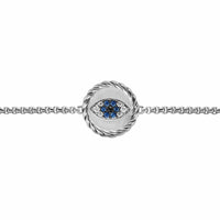 Cable Collectibles® Evil Eye Bracelet Sterling Silver with Pavé Blue Sapphires and Diamonds, 11mm