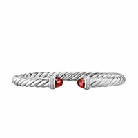 Cable Flex® Bracelet Sterling Silver with Rhodolite Garnet and Diamonds, 6mm