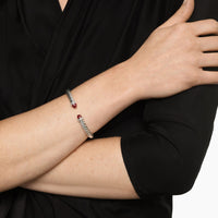 Cable Flex® Bracelet Sterling Silver with Rhodolite Garnet and Diamonds, 6mm