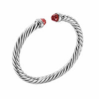 Cable Flex® Bracelet Sterling Silver with Rhodolite Garnet and Diamonds, 6mm