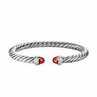 Cable Flex® Bracelet Sterling Silver with Rhodolite Garnet and Diamonds, 6mm