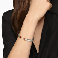Cable Flex® Bracelet Sterling Silver with 14K Yellow Gold and Rhodolite Garnet, 6mm