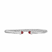 Cable Flex® Bracelet Sterling Silver with Rhodolite Garnet and Diamonds, 4mm
