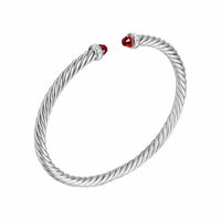 Cable Flex® Bracelet Sterling Silver with Rhodolite Garnet and Diamonds, 4mm