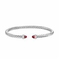 Cable Flex® Bracelet Sterling Silver with Rhodolite Garnet and Diamonds, 4mm