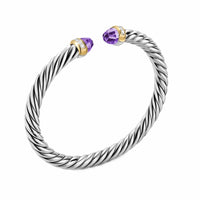 Cable Flex® Bracelet Sterling Silver with 14K Yellow Gold, Amethyst and Diamonds, 6mm