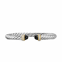 Cable Flex® Bracelet Sterling Silver with 14K Yellow Gold, Black Onyx and Diamonds, 6mm
