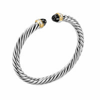 Cable Flex® Bracelet Sterling Silver with 14K Yellow Gold, Black Onyx and Diamonds, 6mm