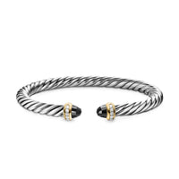Cable Flex® Bracelet Sterling Silver with 14K Yellow Gold, Black Onyx and Diamonds, 6mm