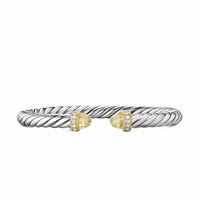 Cable Flex® Bracelet Sterling Silver with 14K Yellow Gold, Champagne Citrine and Diamonds, 6mm