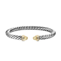 Cable Flex® Bracelet Sterling Silver with 14K Yellow Gold, Champagne Citrine and Diamonds, 6mm