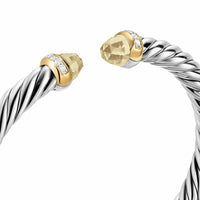 Cable Flex® Bracelet Sterling Silver with 14K Yellow Gold, Champagne Citrine and Diamonds, 6mm