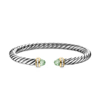 Cable Flex® Bracelet Sterling Silver with 14K Yellow Gold, Prasiolite and Diamonds, 6mm