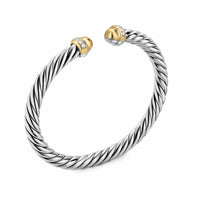 Cable Flex® Bracelet Sterling Silver with 14K Yellow Gold Domes and Diamonds, 6mm