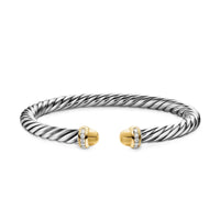 Cable Flex® Bracelet Sterling Silver with 14K Yellow Gold Domes and Diamonds, 6mm