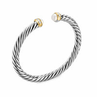Cable Flex® Bracelet Sterling Silver with 14K Yellow Gold, Pearls and Diamonds, 6mm