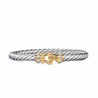 Cable Flex® Buckle Bracelet Sterling Silver with 14K Yellow Gold and Diamonds, 6mm