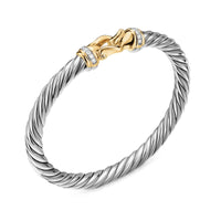 Cable Flex® Buckle Bracelet Sterling Silver with 14K Yellow Gold and Diamonds, 6mm