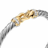 Cable Flex® Buckle Bracelet Sterling Silver with 14K Yellow Gold and Diamonds, 6mm