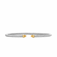 Micro Cable Flex® Bracelet Sterling Silver with 14K Yellow Gold and Citrine, 2.6mm