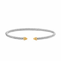 Micro Cable Flex® Bracelet Sterling Silver with 14K Yellow Gold and Citrine, 2.6mm