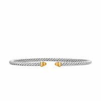 Micro Cable Flex® Bracelet Sterling Silver with 14K Yellow Gold and Citrine, 2.6mm