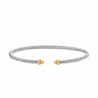 Micro Cable Flex® Bracelet Sterling Silver with 14K Yellow Gold and Citrine, 2.6mm
