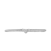 Micro Cable Flex® Heart Station Bracelet Sterling Silver with Diamonds, 2.6mm
