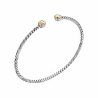 Micro Cable Flex® Round Bracelet Sterling Silver with 14K Yellow Gold and Diamonds, 2.6mm