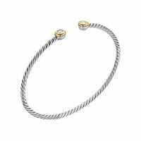 Micro Cable Flex® Round Bracelet Sterling Silver with 14K Yellow Gold and Diamonds, 2.6mm