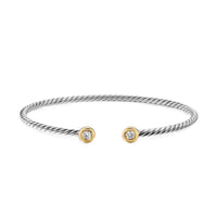 Micro Cable Flex® Round Bracelet Sterling Silver with 14K Yellow Gold and Diamonds, 2.6mm