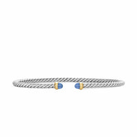 Micro Cable Flex® Bracelet Sterling Silver with 14K Yellow Gold and Blue Sapphires, 2.6mm
