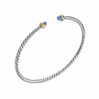 Micro Cable Flex® Bracelet Sterling Silver with 14K Yellow Gold and Blue Sapphires, 2.6mm