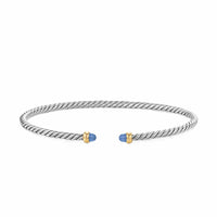 Micro Cable Flex® Bracelet Sterling Silver with 14K Yellow Gold and Blue Sapphires, 2.6mm