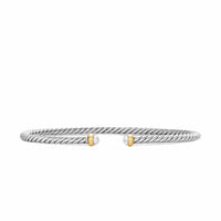 Micro Cable Flex® Bracelet Sterling Silver with 14K Yellow Gold and Pearls, 2.6mm