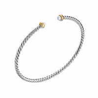 Micro Cable Flex® Bracelet Sterling Silver with 14K Yellow Gold and Pearls, 2.6mm