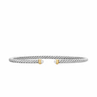 Micro Cable Flex® Bracelet Sterling Silver with 14K Yellow Gold and Pearls, 2.6mm