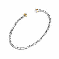 Micro Cable Flex® Bracelet Sterling Silver with 14K Yellow Gold and Pearls, 2.6mm