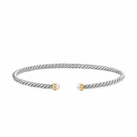 Micro Cable Flex® Bracelet Sterling Silver with 14K Yellow Gold and Pearls, 2.6mm