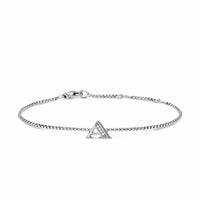 Petite Initial Chain Bracelet Sterling Silver with Diamond A