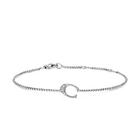 Petite Initial Chain Bracelet Sterling Silver with Diamond C