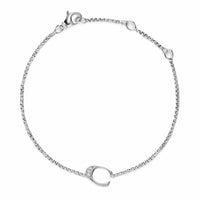 Petite Initial Chain Bracelet Sterling Silver with Diamond C