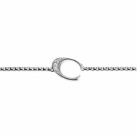 Petite Initial Chain Bracelet Sterling Silver with Diamond C