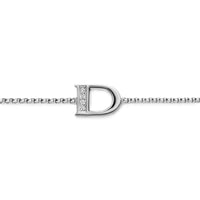 Petite Initial Chain Bracelet Sterling Silver with Diamond D