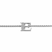 Petite Initial Chain Bracelet Sterling Silver with Diamond E