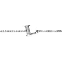 Petite Initial Chain Bracelet Sterling Silver with Diamond L